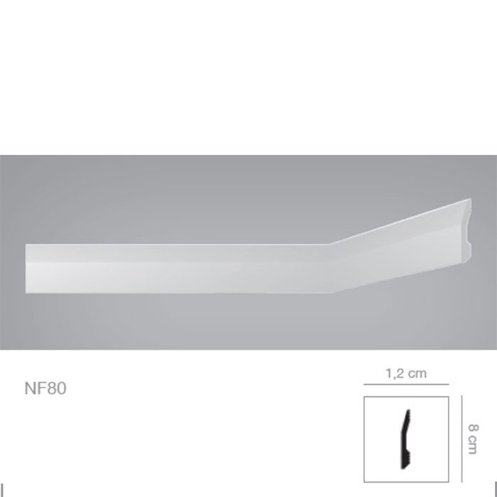 Plinta parchet alba polimer dur 1.2 x 8 x 200 cm Bovelacci NF80