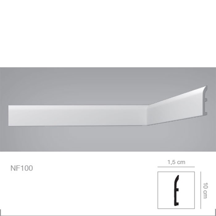 Plinta parchet alba polimer dur 1.5 x 10 x 200 cm Bovelacci NF100 detalii