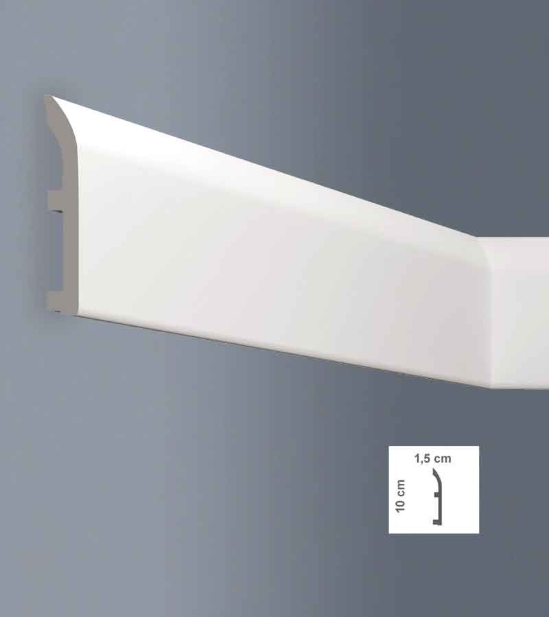 Plinta parchet alba polimer dur 1.5 x 10 x 200 cm Bovelacci NF100