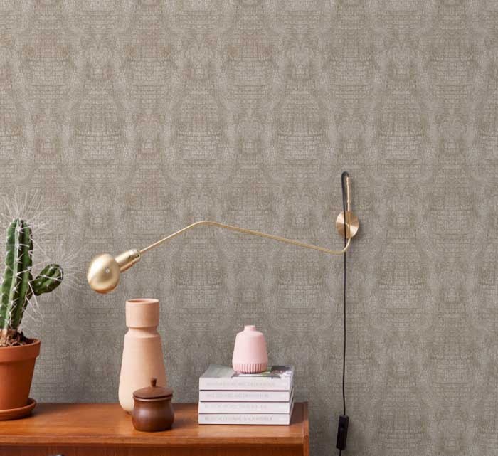 Tapet living stil modern , model tapet piele de crocodil culoare bej 17951-ambient