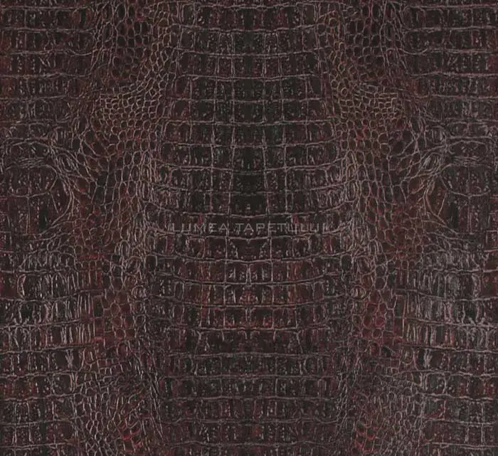 Tapet living stil modern , model tapet piele de crocodil culoare visiniu inchis 17953