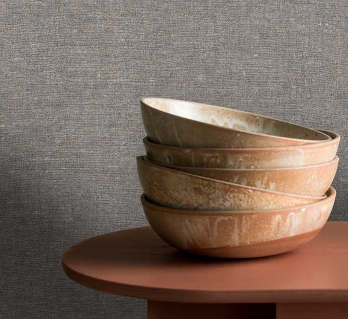 Tapet living stil modern , model tapet uni imitatie tesatura culoare verde - bej Grounded 219423 -ambient