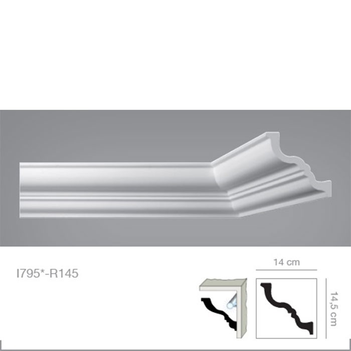 Cornisa LED decorativa tavan alba polistiren 14 x 14.5 x 200 cm I795 BOVELACCI detalii