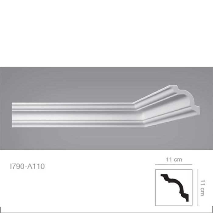 Cornisa decorativa tavan alba polistiren 11 x 11 x 200 cm I790 BOVELACCI detalii