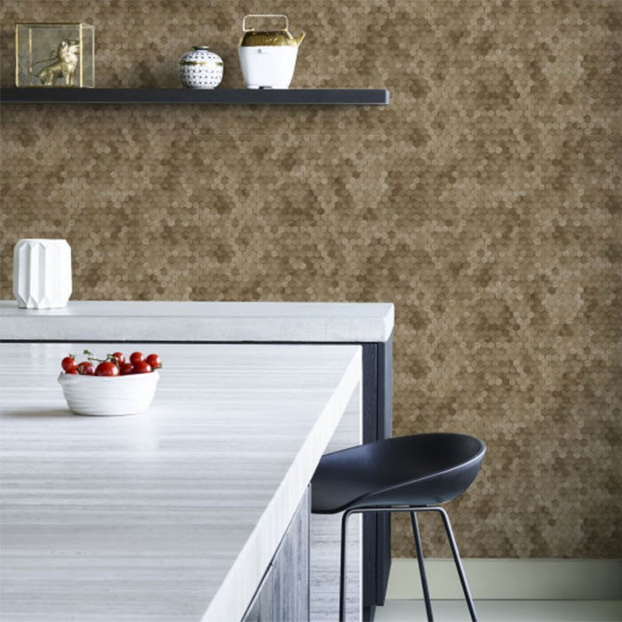 Tapet 3D vinilic decorativ lavabil modern texturat model geometric maro - bej Dimensions 219587-ambient