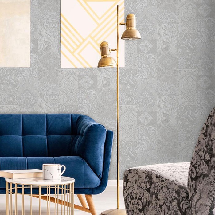 Tapet Tropicano, texturat, model patchwork, culoare alb 9911-1-ambient