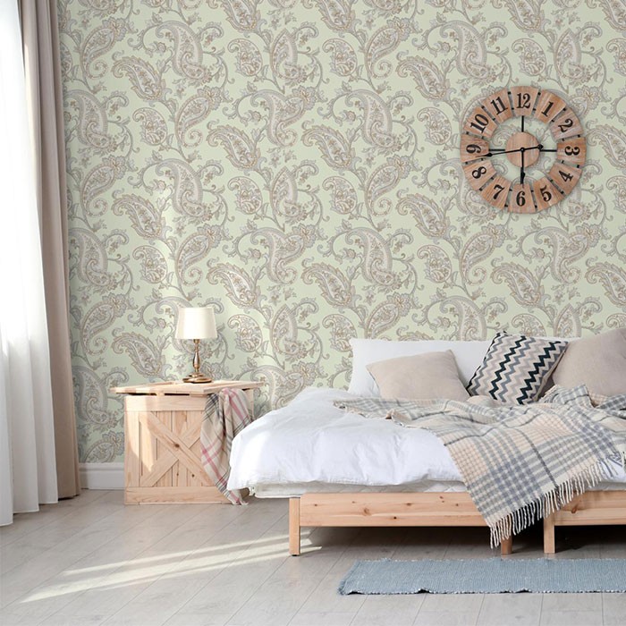 Tapet Tropicano, texturat,stil oriental, model cu frunze, culoare verde 9903-2-ambient