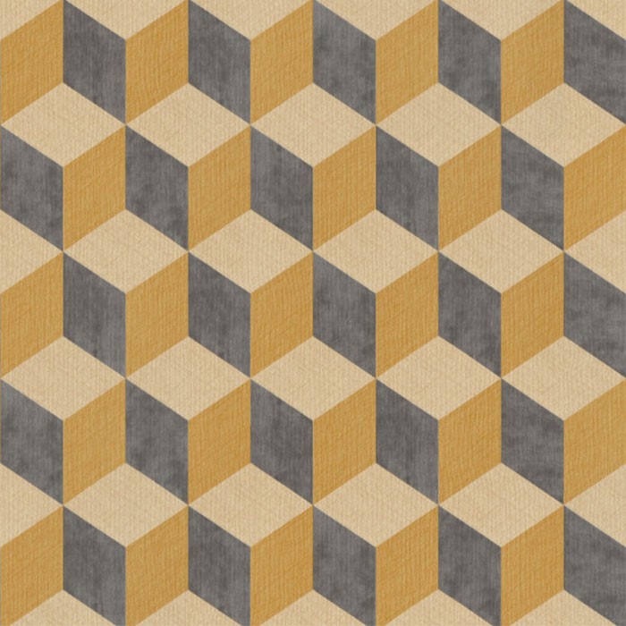 Tapet lavabil vinilic decorativ modern texturat geometric cuburi 3D culoare galben Cubiq 220367