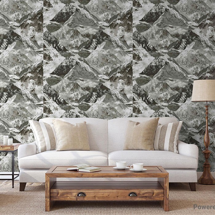 Tapet super lavabil vinilic Anka, stil modern, texturat, model cu munti, culoare gri 1622-3-ambient