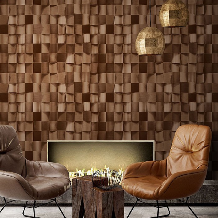 Tapet super lavabil vinilic Anka, stil modern, texturat, model gresie 3D satinata, culoare maro 1615-3-ambient