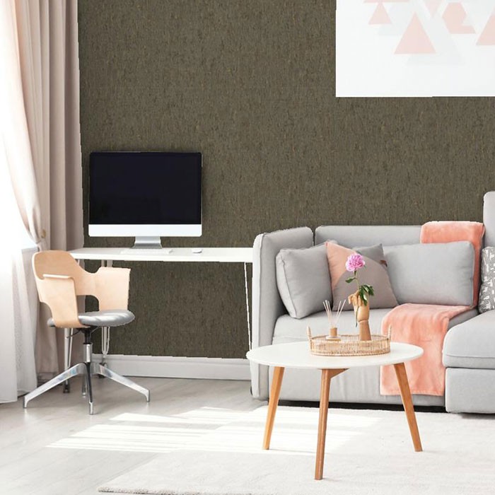 Tapet vinilic super lavabil Indigo, stil modern, texturat, model cu aspect de pluta, culoare auriu - gri inchis 4701-8-ambient