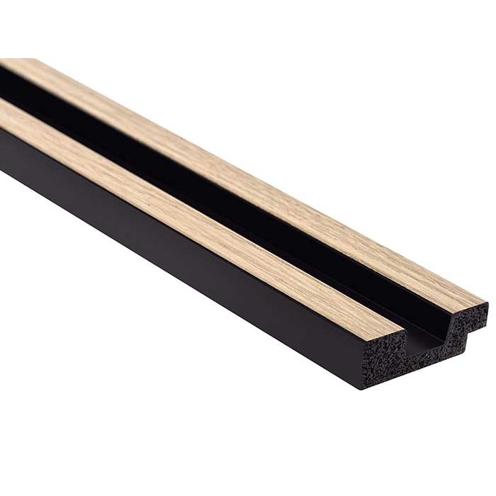 Terminatie panou decorativ tip riflajl culoare stejar deschis din duropolimer Mardom Decor l0102_LEFT-STRETTO