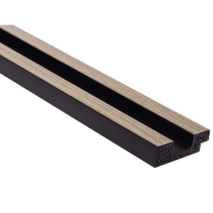 Terminatie panou decorativ tip riflajl culoare stejar gri din duropolimer Lamelli l0103_LEFT-STRETTO