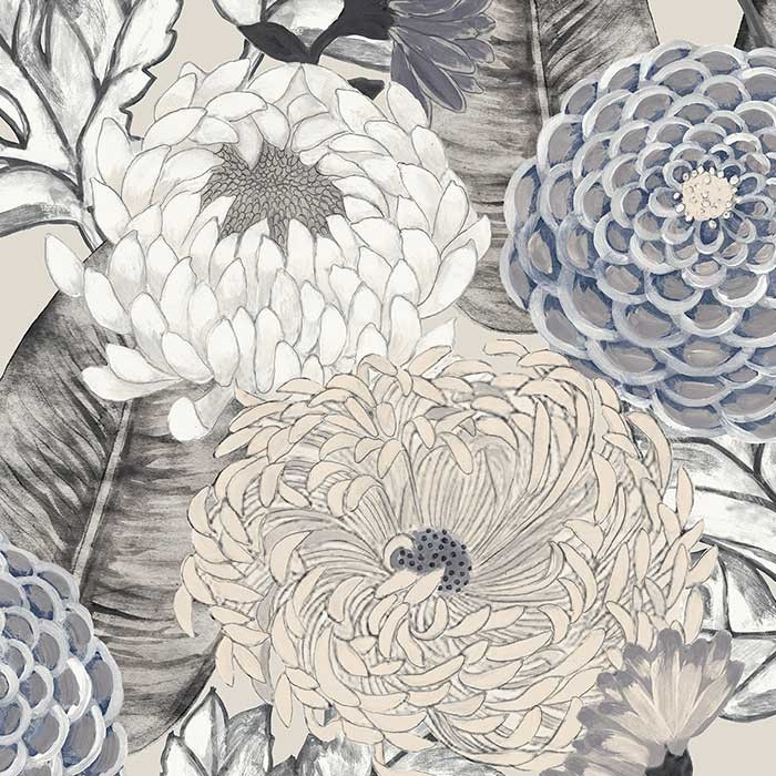 Tapet dormitor model cu flori culoare alb - gri Breeze BR24032