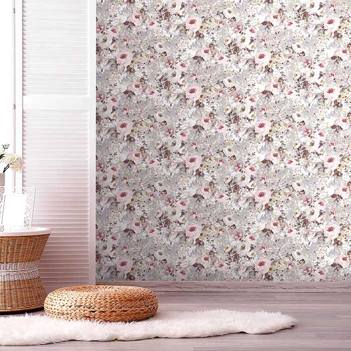 Tapet dormitor model cu flori pictate culoare multicolor Ecodeco EE22550-ambient