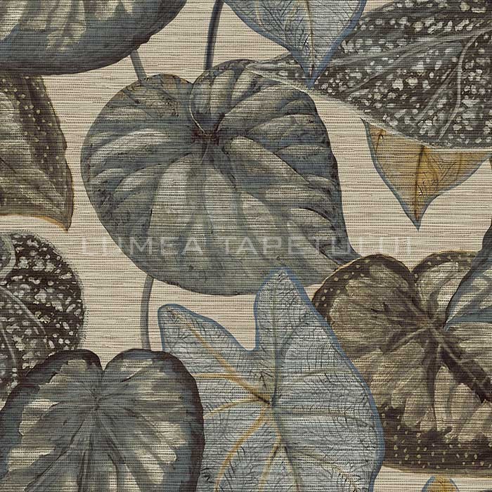 Tapet dormitor model cu frunze culoare maro - albastru Tahiti TA25051