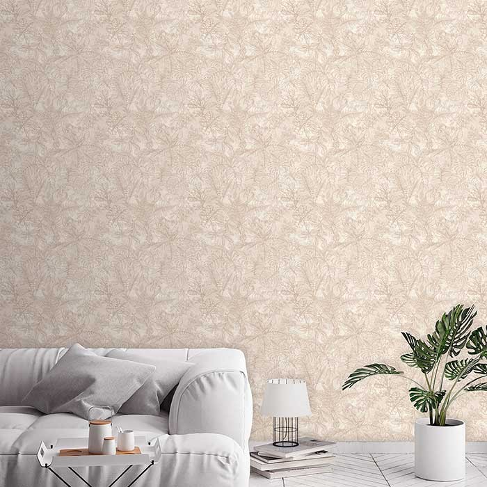 Tapet dormitor model tropical culoare crem Ecodeco EE22545-ambient