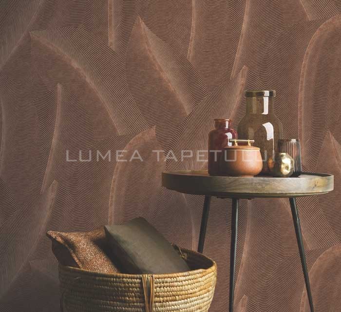 Tapet 3D cu frunze, dormitor, living, culoare maro AL26222-RS Allure