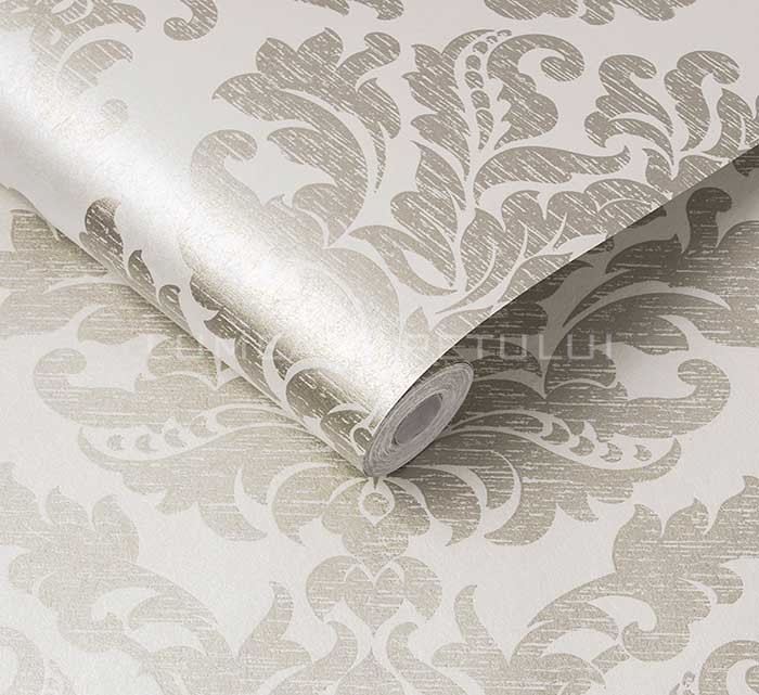 Tapet clasic model damasc culoare crem metalizat Eternal 105450_Rollshot