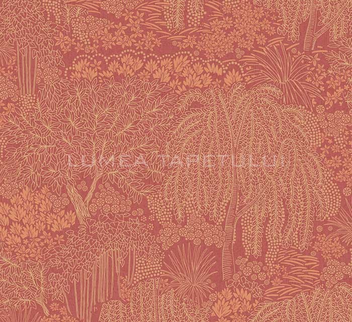 Tapet cu copaci, model dormitor culoare rosu AL26263 Allure