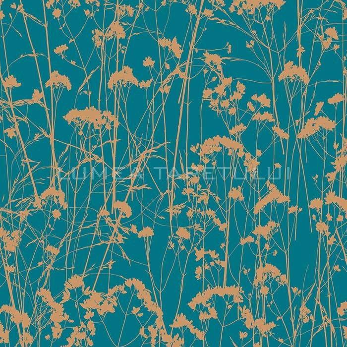 Tapet living model cu copaci culoare verde - cupru Reclaim 105459_Tile