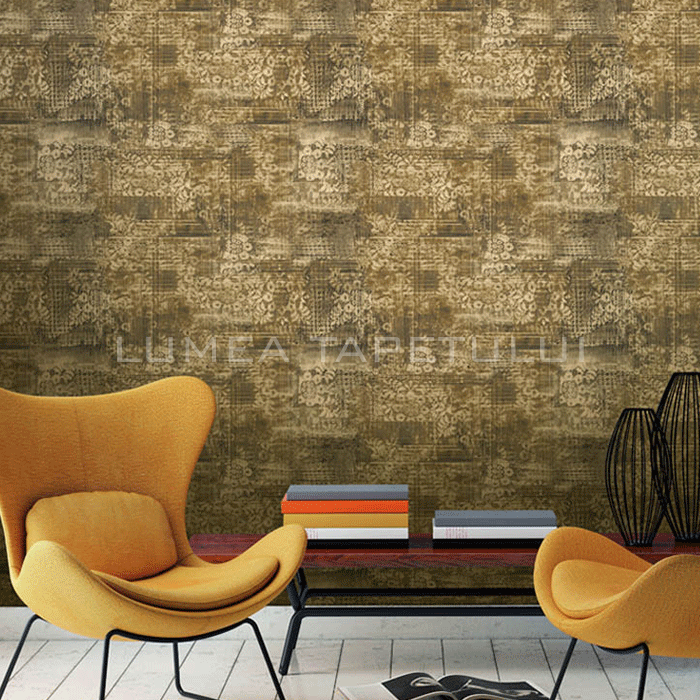 Tapet dormitor texturat model cu flori unicolor Jannelli&Volpi 50026-ambient