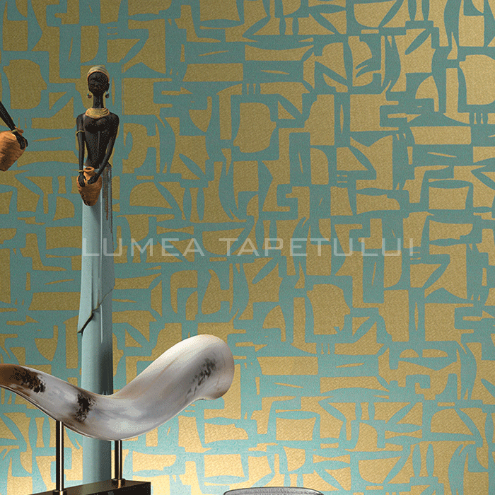 Tapet living model abstract linii curbe Jannelli&Volpi 6259-ambient