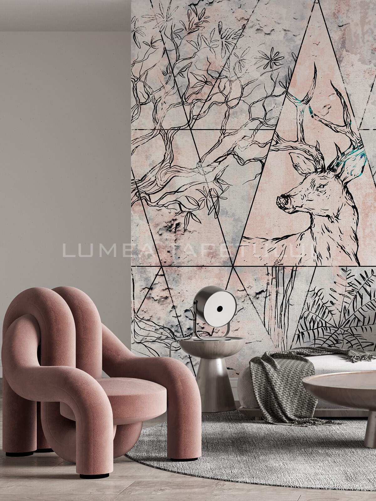 http://Fototapet%20modern%20cu%20cerb%20și%20elemente%20botanice%20WAB002